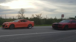 Camaro ZL1 vs Hellcat Challenger  Both Boltons [upl. by Yrrak]