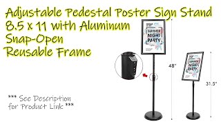 Unbox Assembly amp Demo Adjustable Pedestal Poster Sign Stand 85 x 11 wAluminum SnapOpen Frame [upl. by Aidam580]