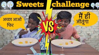 Indian 5 Types Sweet Eating Challenge With 2 Child and 100 pic [upl. by Dambro]