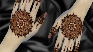 Bridal Gol tikka mehndi designs for back hand ll karvachauth Special Back hand Mehndi Designs New [upl. by Inuat]