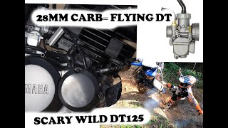 yamaha dt125 with 28mm carb  hard trail test  shout outs [upl. by Tybie]