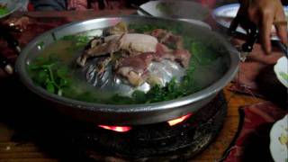 Lao Food  Fondue in Phonsavan [upl. by Yurt]