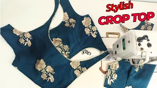 Crop top cutting and stitching  Crop top blouse cutting and stitching  Crop top blouse designs [upl. by Dougald]