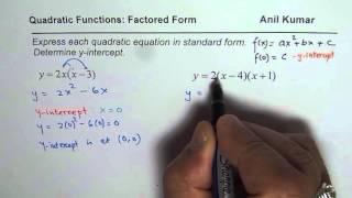 Write Factored to Standard Form of Quadratic Equation Find Y Intercept [upl. by Nevyar827]