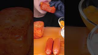 ASMR SAUSAGE SPAM CHEESY MUKBANG COOKING소세지 먹방 치즈소스 ソーセージ 咀嚼音Sosis NO TALKING EATING SOUNDS shorts [upl. by Mellitz]