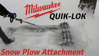 Snow Shovel OR Milwaukee Rubber Broom QuikLok Attachment HOW QUIK DOES IT PLOW THROUGH THE SNOW [upl. by Malorie585]