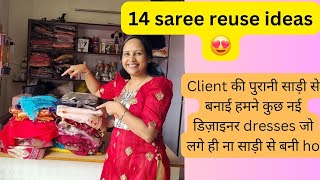 14 Beautiful sarees से बनी designer dresses  saree reuse idea  14 साड़ीयो का अद्भुत reuse [upl. by Cimah507]