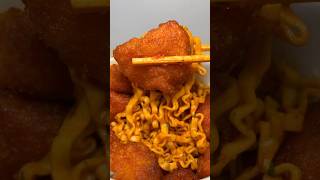 carbo buldak ramen with seasoned fried chicken asmr koreanfood [upl. by Veradis]