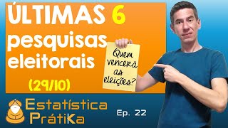 Últimas 6 pesquisas eleitorais para presidente – eleições 2º turno 2022  Ep 22 –Estatística Prátic [upl. by Ennagem]