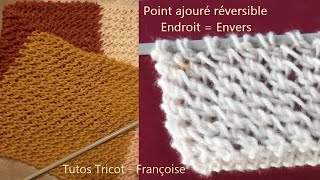 Tuto Tricot écharpe ajourée très facile  Point tricot  Tricoter un point ajouré réversible facile [upl. by Eyahc]