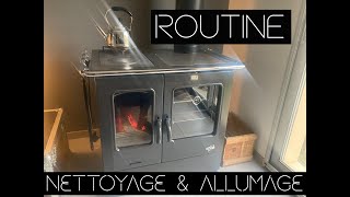 Routine Nettoyage et Allumage Cuisinière à bois [upl. by Cassi]