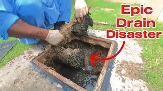 Drain Complaint 338  5 years of blockage cleared ✅ Mosque drain packed with roots 😱 [upl. by Trey316]