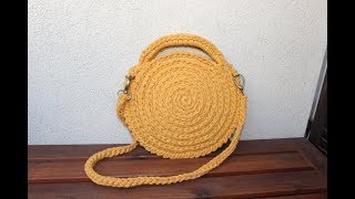 okrągła torebka ze sznurka na szydełku  round crochet handbag [upl. by Lourie]