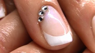 Jak zrobić Hybrydowy French Manicure  cyrkonie krok po kroku tutorial paznokcie hybrydowe [upl. by Aicenad]