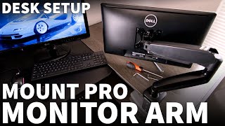 Mount Pro Monitor Mount  How to Setup and Install a VESA Adjustable Monitor Arm for Standing Desk [upl. by Nnoryt]