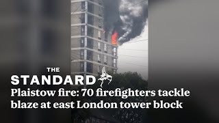 Plaistow fire 70 firefighters tackle blaze at east London tower block [upl. by Knudson]