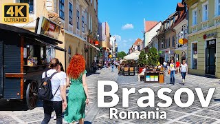 4k Walking Tour of Brasov Romania Ultra HD 60fps  Summer Walk in City Center [upl. by Anairb207]