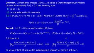 Math414  Stochastic processes  Section 32  Non homogeneous Poisson processes [upl. by Ylhsa]