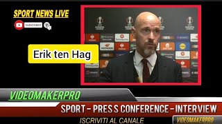 Erik ten Hag amp Eriksen interview postmatch Manchester UnitedFC Twente 11 UEFA Europa League [upl. by Henriha]