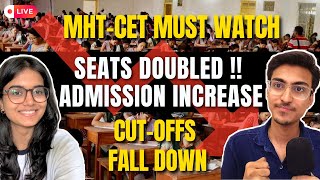 Major Update 🚨 Seat Increase  Cutoff 📉 Percentile vs College  MHT CET 2024 CAP Round Counselling [upl. by Cynthea940]