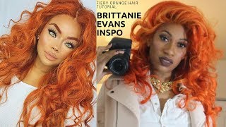 BRITTANIE EVANS quotFiery Orangequot Hair Color DETAILED TUTORIAL on Lace Frontal Wig [upl. by Thant524]