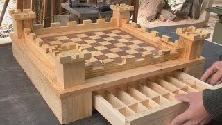 Woodworking Ideas From Scrap Wood  The Process Of Building A Very Meticulous And Unique Chessboard [upl. by Elburt729]