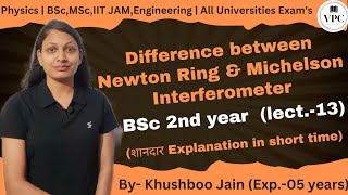 Difference between Newton Ring amp Michelson Interferometer Experiment  lect13  optics [upl. by Ahsym]