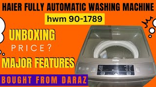 9kg haier fully automatic washing machine price in pakistan hwm 901789 unboxing [upl. by Drooff]