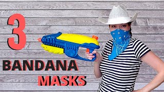 3 types of NO sew face cover mask from bandana Easy and wearable handkerchief face cover tutorial [upl. by Gus]