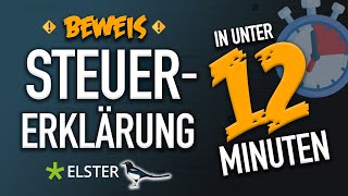 BEWEIS Steuererklärung Elster selber machen in 12 Minuten  Elster ausfüllen Steuererklärung 2020 [upl. by Carboni]