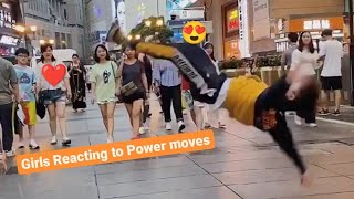 Girls Reacting to Crazy Powermoves in Public  Flips in Public  Bboying in Public  Crazy Reactions [upl. by Gereron]