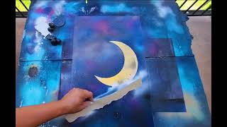 Crescent moon spray paint art [upl. by Beore247]