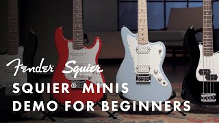 Squier Minis Demo For Beginners  Stratocaster Jazzmaster amp Precision Bass  Fender [upl. by Rabka670]