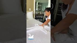 shorts How to decorate your bed like hotels Towel art  Decorative towels Towel Folding Decor [upl. by Yeleak]