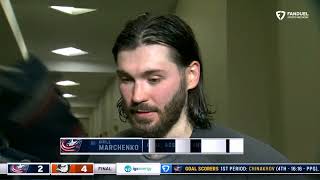 KIRILL MARCHENKO PostGame Interview  Columbus Blue Jackets vs Anaheim Ducks [upl. by Pride250]