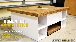 Homemade Table Saw 4 in 1 Modular Workstation [upl. by Aeslehc]