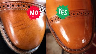 FIXING SCRATCHES IN LEATHERShoe Restoration Tutorial on Allen Edmonds Fifth Avenues [upl. by Nnaeel]