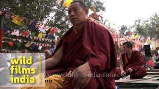 Buddhist community offers prayer  Kalachakra at Bodhgaya [upl. by Zebapda909]