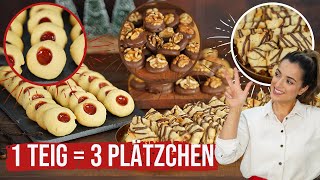 1 Teig  3 Plätzchen  lecker einfach und schnell verschiedene Kekse backen Plätzchenteller [upl. by Rim]