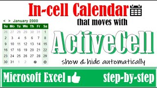 In cell calendar date picker that moves with active cell in Excel datepicker [upl. by Ahscrop342]