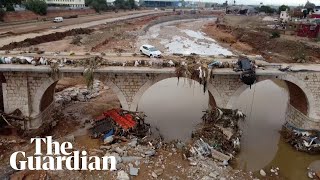 Drone footage shows scale of devastation caused by Spain floods [upl. by Inga]