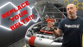 MX5 AUXILIARY BELT REPLACEMENT  MX5 HOW TO [upl. by Higgs]