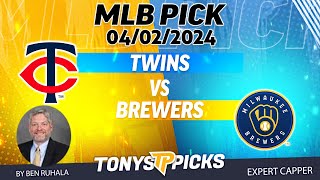 Minnesota Twins vs Milwaukee Brewers 422024 FREE MLB Picks and Predictions on MLB Betting by Ben [upl. by Trant482]