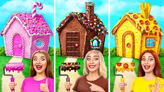 One Colored House Challenge  Sweets vs Chocolate vs Fast Food by Multi DO Smile [upl. by Ivor588]