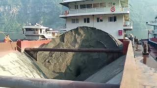 Barge unloading large iron ore and river sand  Smooth flow  My work on the barge [upl. by Aned]