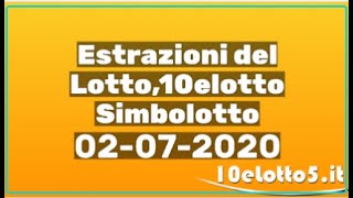 Estrazioni del lotto del 02 Luglio 2020 [upl. by Latrice793]