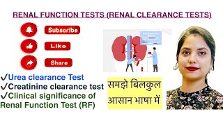 Renal function tests in Hindi  renal clearance test  urea  creatinine clearance test  GFR  MLT [upl. by Enaywd]