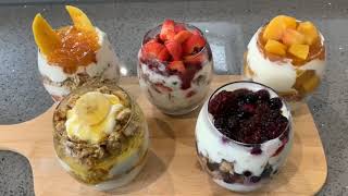 OVERNIGHT OATS easy healthy breakfast amp 5 flavor ideas وصفات بالشوفان لفطور صحى ولذيذ5 [upl. by Datnow]