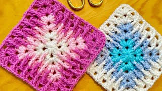 Beautiful Granny Square Crochet for Beginners Mosaic Crochet  Easy Mosaic Granny Square [upl. by Egon313]