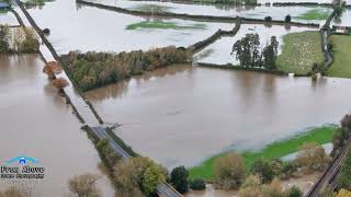 Welshpool Airport and Cilcewydd Floods  17th October 2024  Drone video [upl. by Olrac744]